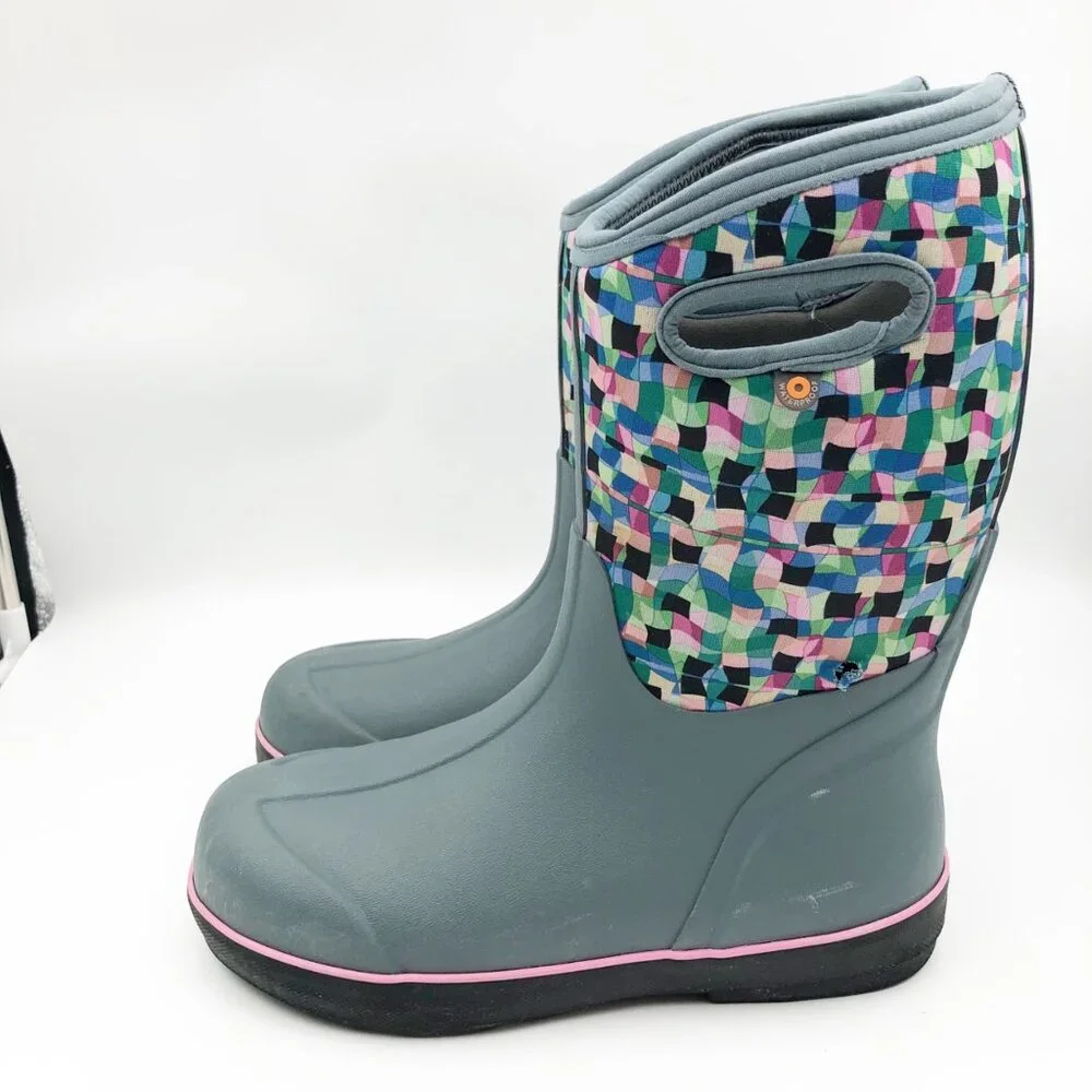 BOGS Kids Classic II Checkered Geo Insulated Winter Snow Boots Kids 6